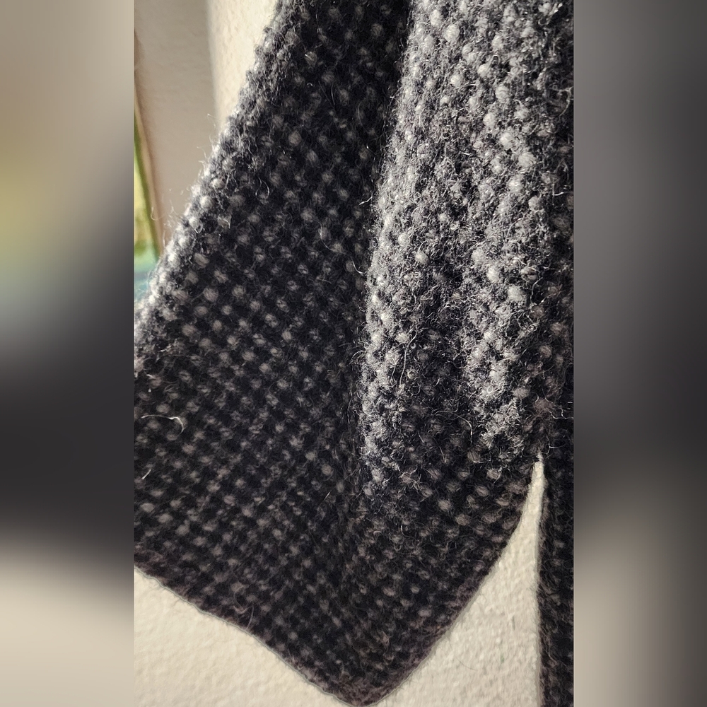 Eileen Fisher Black Grey Oversized Houndstooth Alpaca Wool Coat Size Medium - Picture 3 of 8